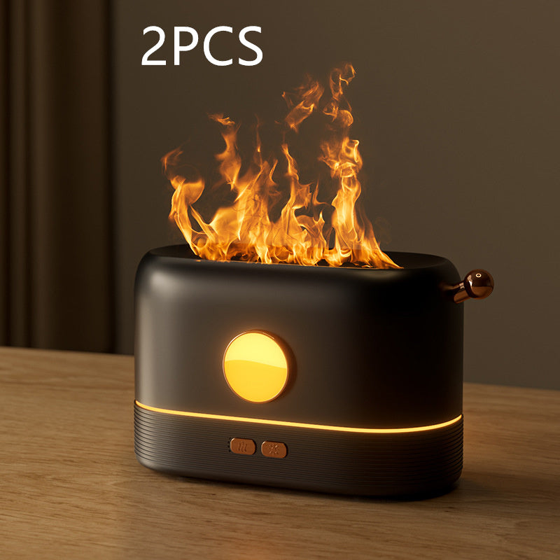 Compact LED Flame Effect Humidifier - Water-Saving & Ambient Light