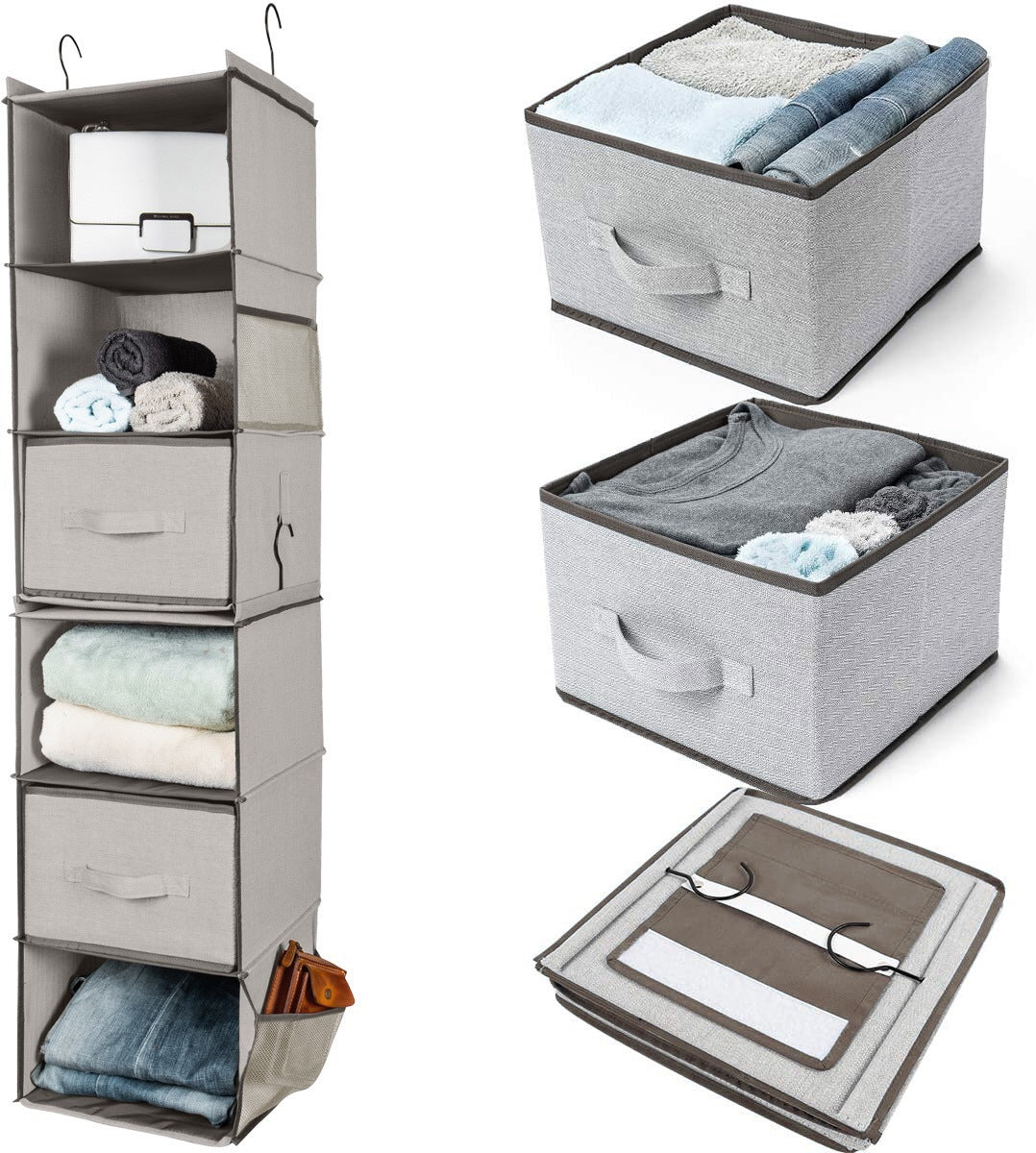 Eco-Friendly Hanging Closet Organizer with Multiple Compartments