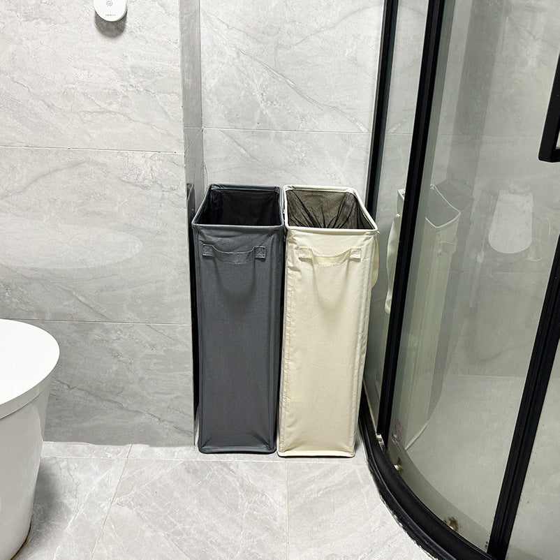 Eco-Friendly Rectangular Laundry Hamper - Beige Canvas for Small Spaces