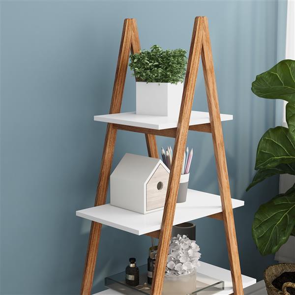 Eco-Friendly A-Frame Ladder Shelf with Natural Wood Frame