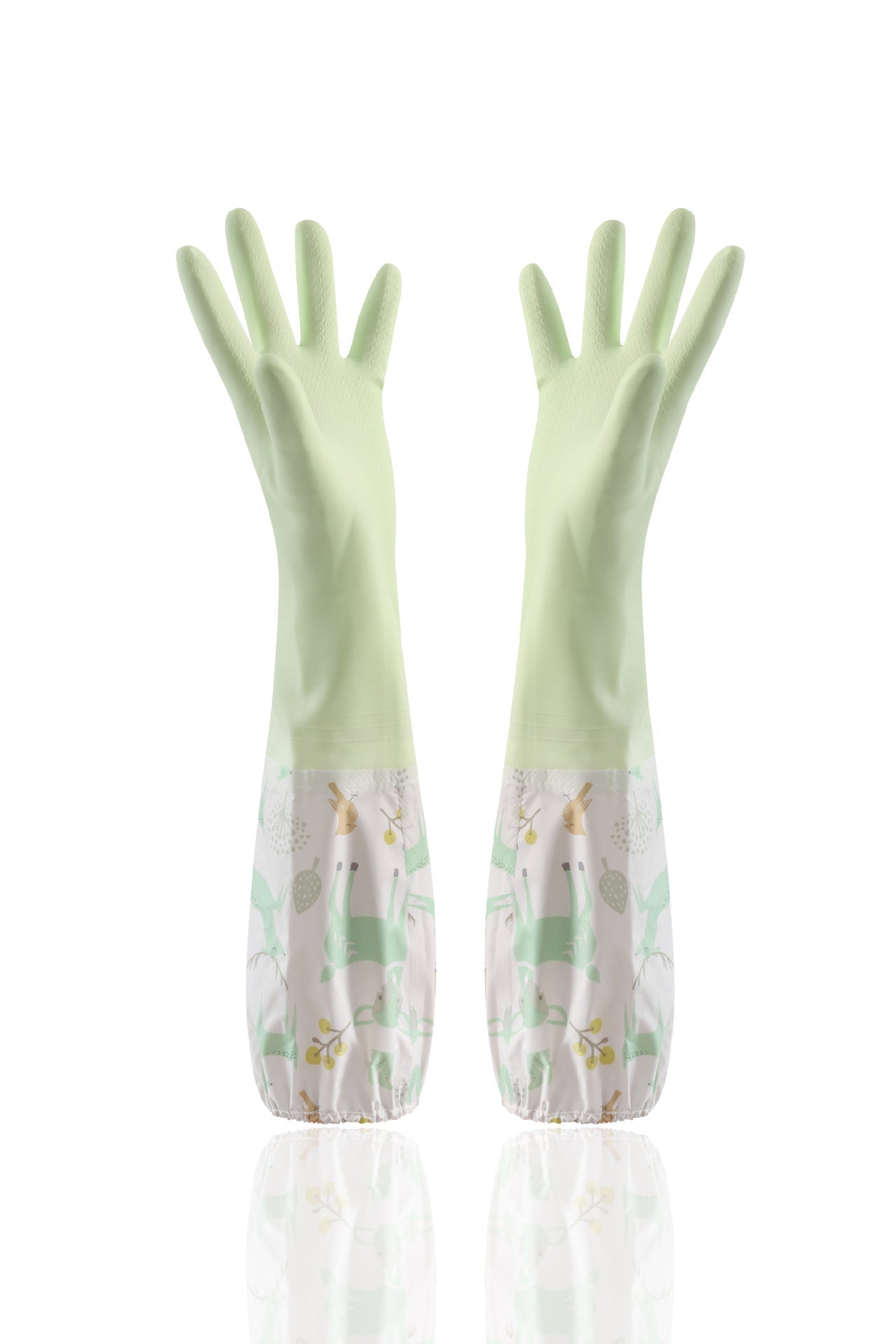 Eco-Friendly Reusable Dishwashing Gloves - Light Green, Durable, Biodegradable