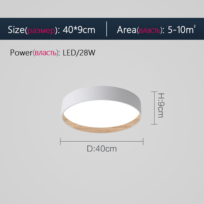 Eco-Friendly Circular Ceiling Light Fixture - Grey & Wood