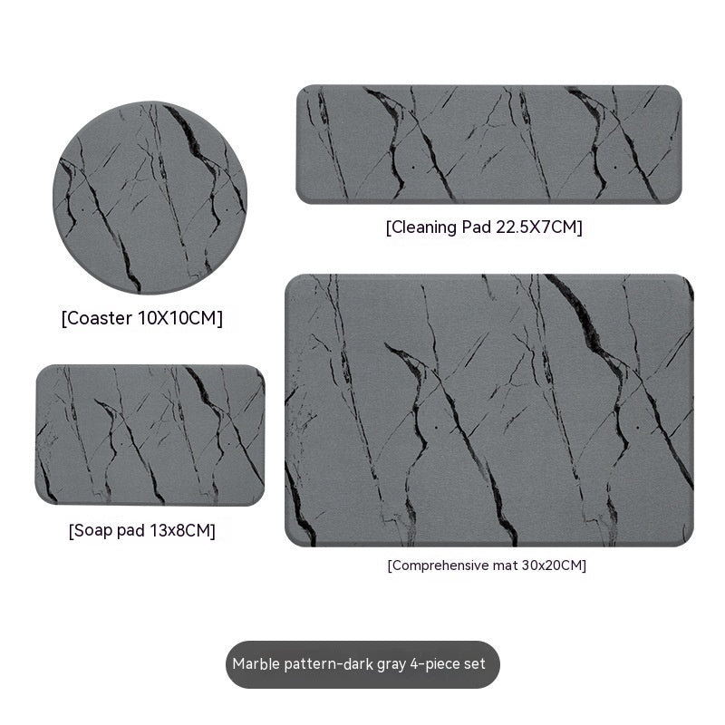Sustainable Dark Gray Bathroom Accessory Set with Black Marble Pattern