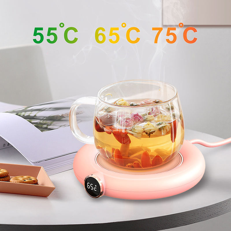 Eco-Friendly Electric Mug Warmer Set with Ceramic Mug - Pink, Green, White