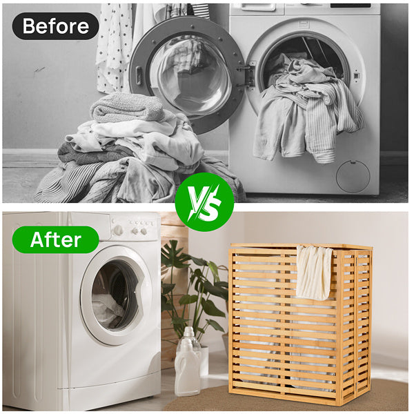 Eco-Friendly Bamboo Laundry Hamper with Removable Liners