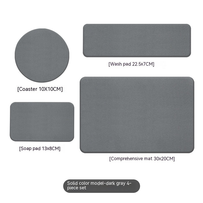 Sustainable Dark Gray Bathroom Accessory Set with Black Marble Pattern