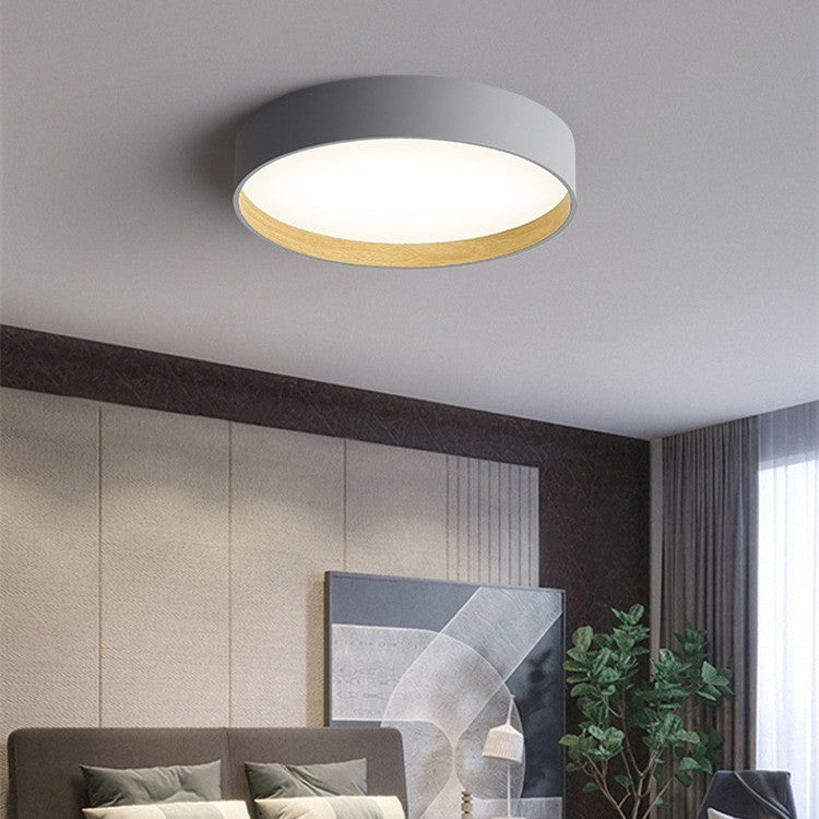 Eco-Friendly Circular Ceiling Light Fixture in Grey and Wood