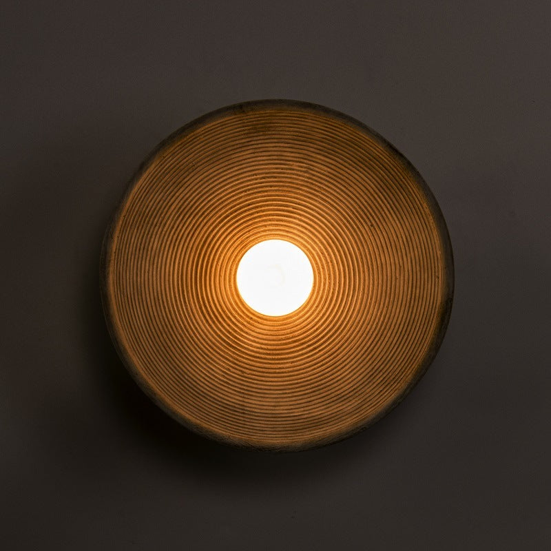 Eco-Friendly Circular Wall Light - Natural Wood Tone