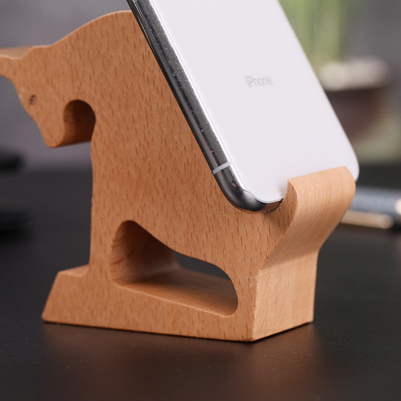 Dinosaur-Shaped Eco-Friendly Wooden Phone Stand