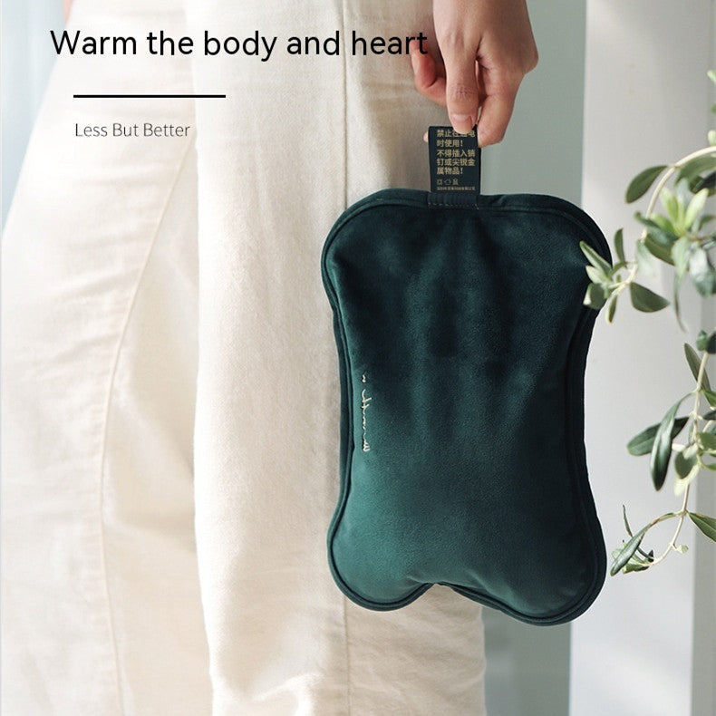 Eco-Friendly Electric Hot Water Bottle in Dark Green Fabric