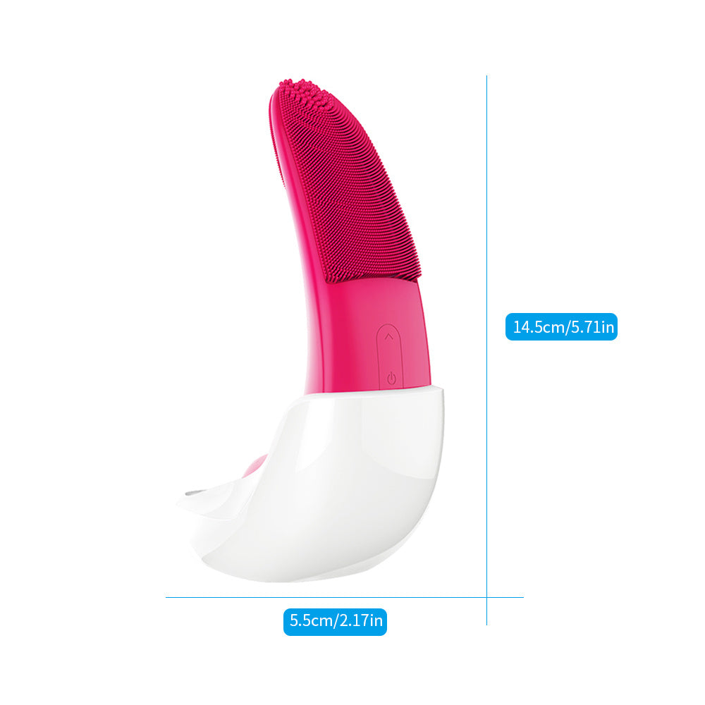 Eco-Friendly Electric Facial Cleansing Brush - Silicone Bristles, Rechargeable, Pink/Blue/Purple