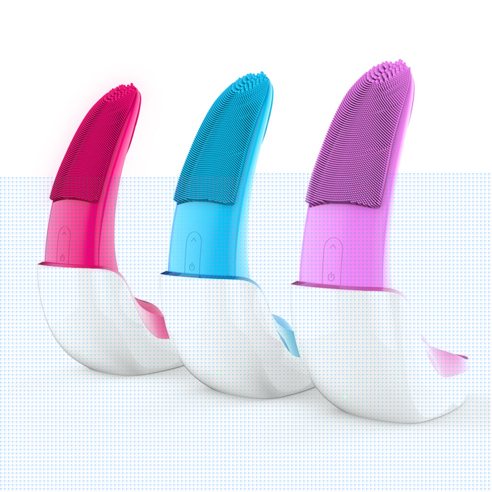 Eco-Friendly Electric Facial Cleansing Brush in Pink, Blue, and Purple