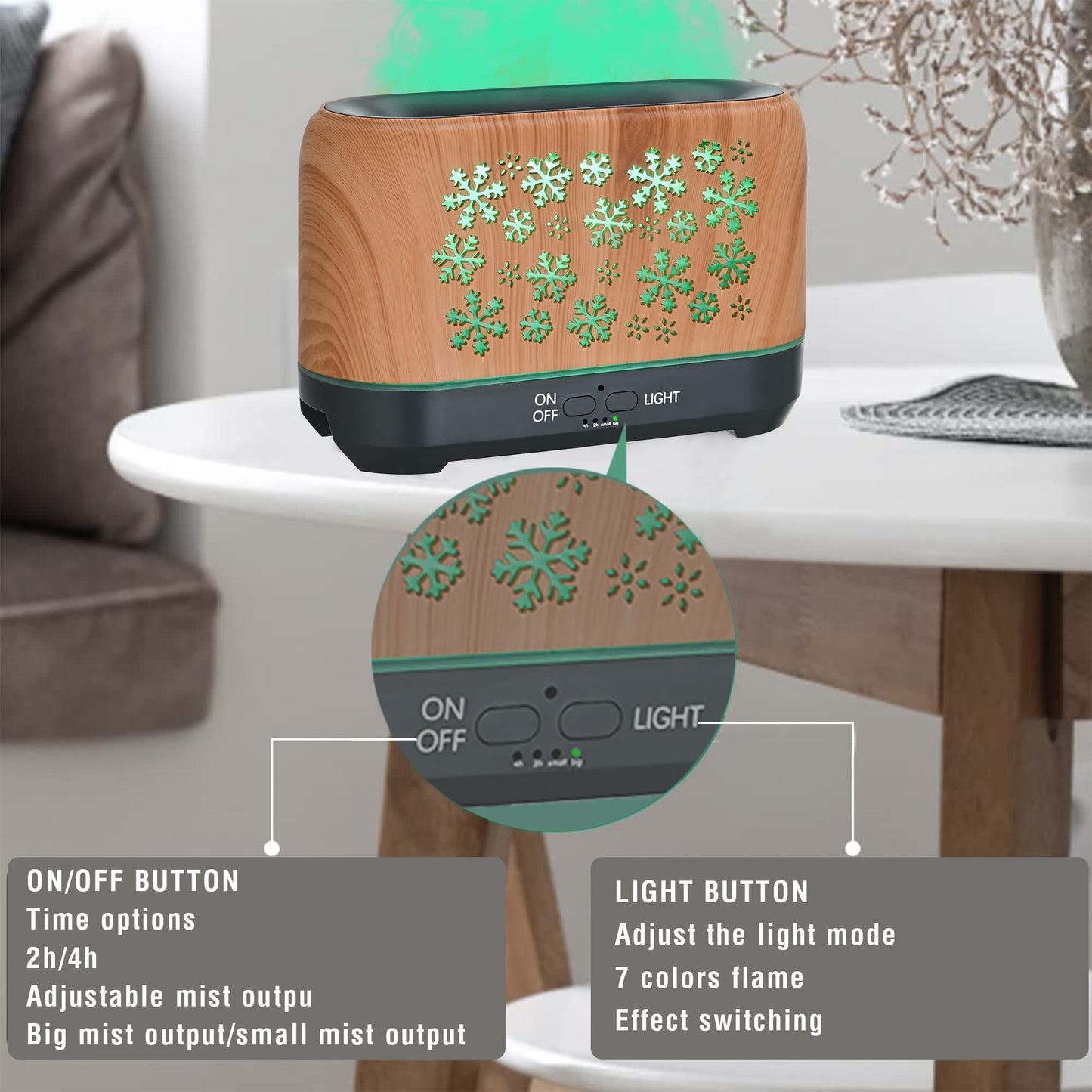 Aromatherapy Essential Oil Diffuser with LED Lights and Remote Control