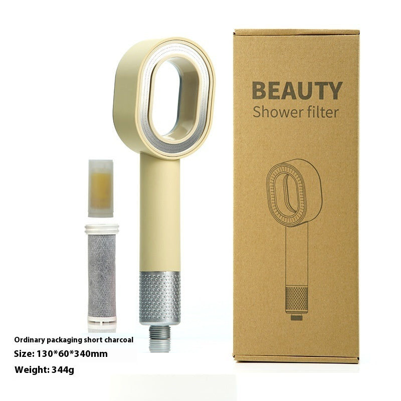 Water-Saving Silver Handheld Shower Head with Red Nozzle