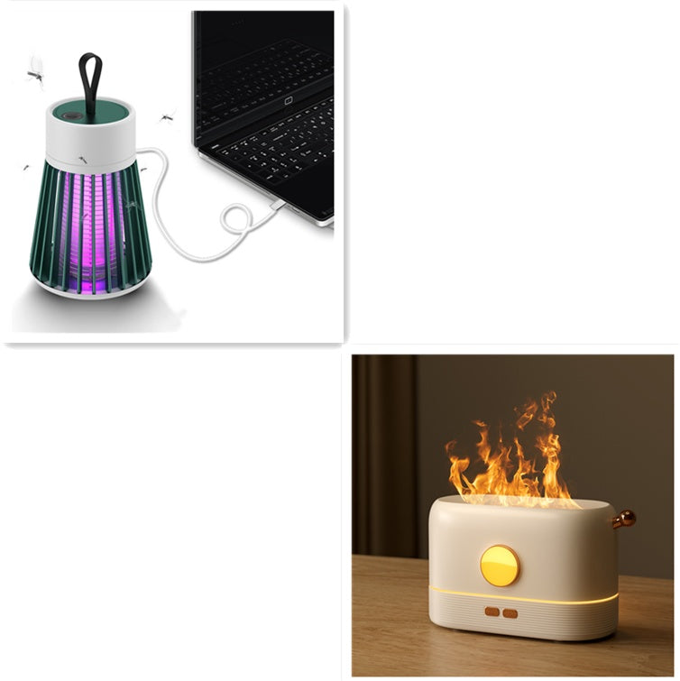 Compact LED Flame Effect Humidifier - Water-Saving & Ambient Light