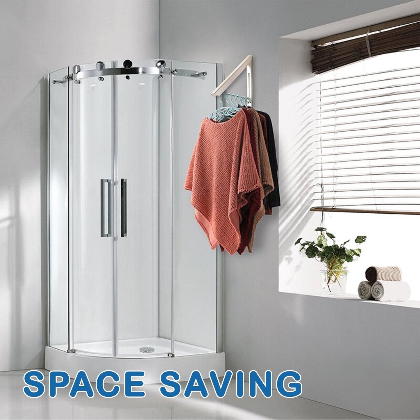 Space-Saving Folding Retractable Clothes Rack - Wall-Mounted, White