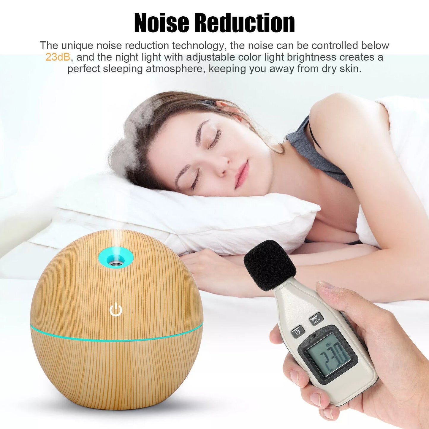 Spherical LED Essential Oil Diffuser with Wood Finish