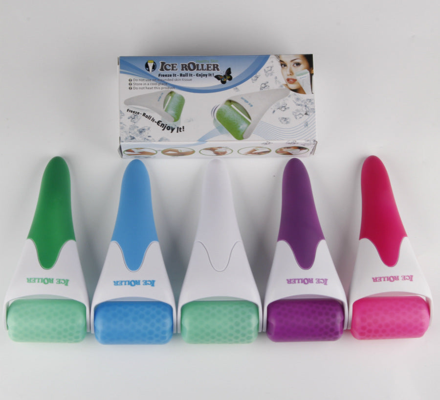 Green & White Ice Roller for Face and Body - Eco-Friendly Facial Massager