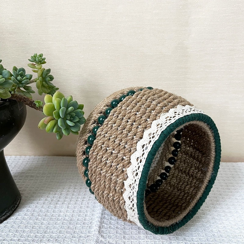 Eco-Friendly Decorative Jute Basket for Storage and Decor