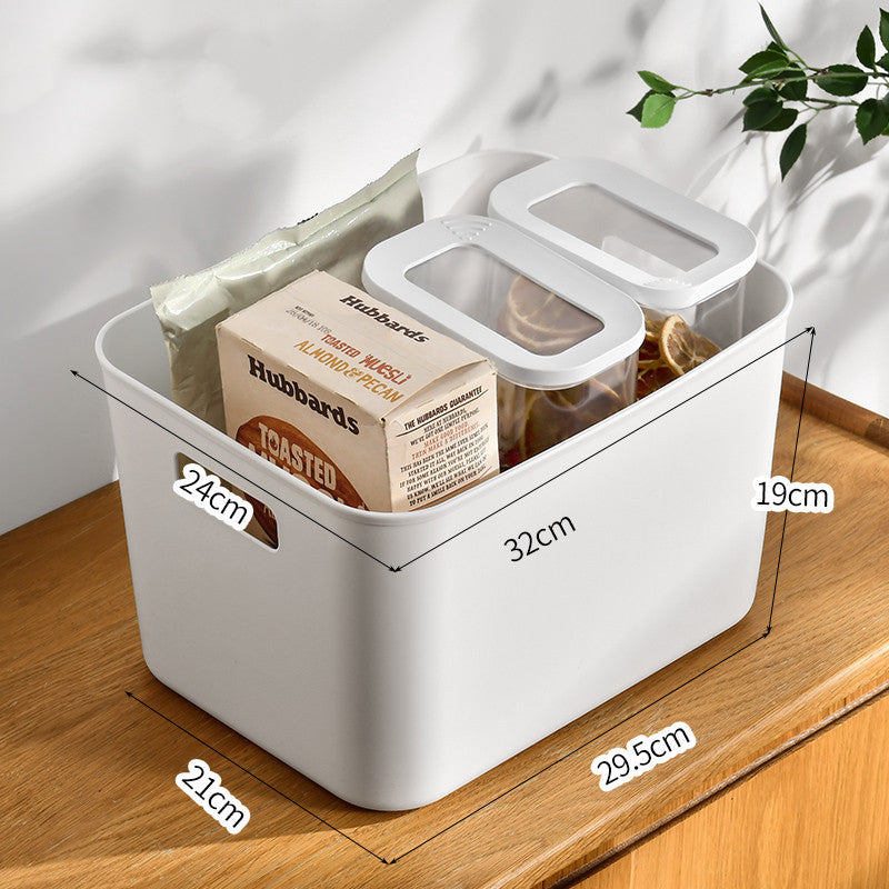 Durable White Rectangular Storage Bins with Handles for Home Organization