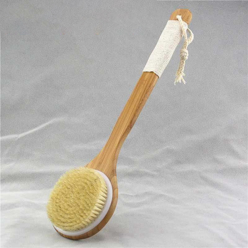Eco-Friendly Long-Handled Bath Brush with Natural Bristles