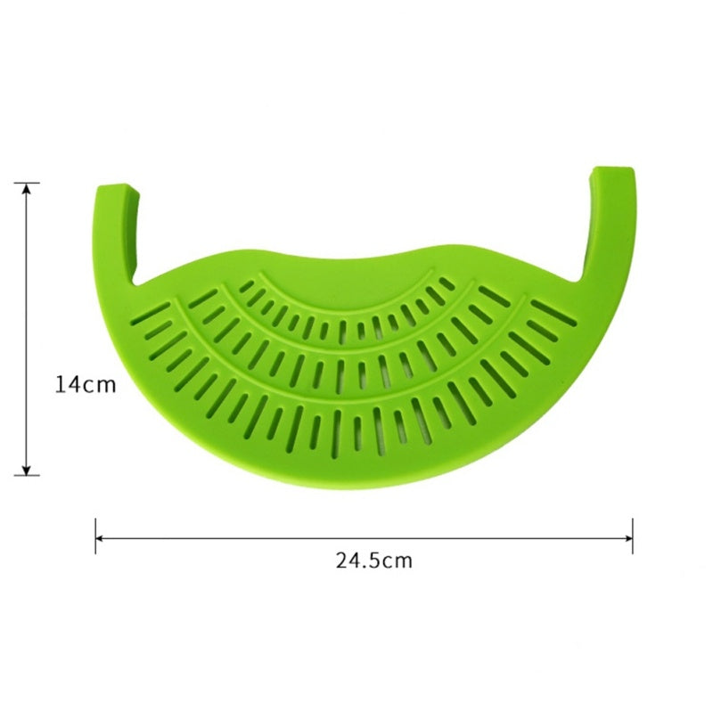Eco-Friendly Clip-On Pot Strainer - Green Silicone Kitchen Tool