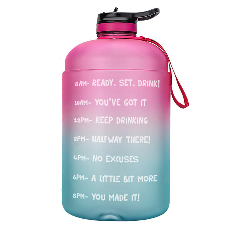 Large Gradient Pink to Blue Water Bottle with Time Markers