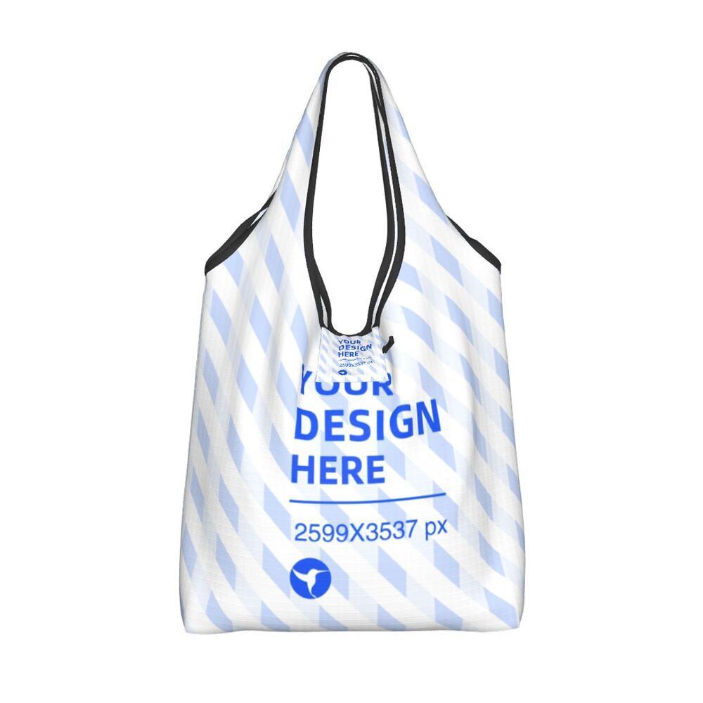 Eco-Friendly Reusable Shopping Bag - Durable Polyester, White with Blue Design
