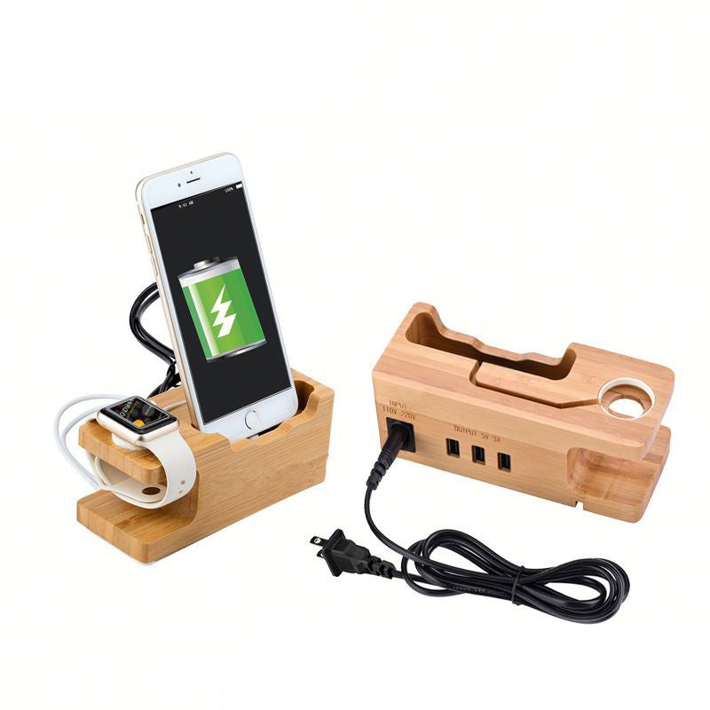 Bamboo Multi-Device Charging Station - Eco-Friendly Desk Organizer