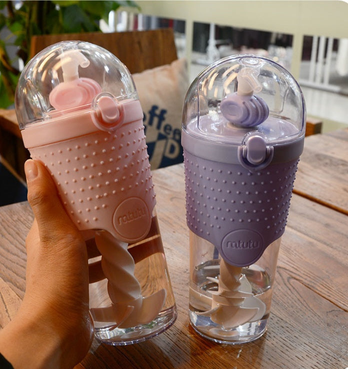 Eco-Friendly Reusable Smoothie Cups with Built-In Straws - Purple, Green, Pink