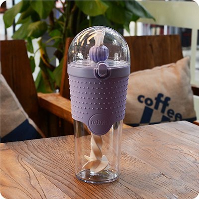 Eco-Friendly Reusable Smoothie Cups with Built-In Straws - Purple, Green, Pink