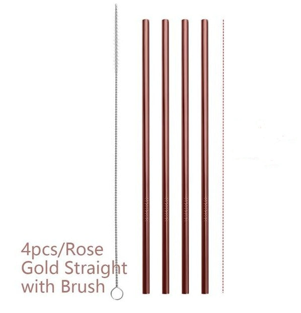 Eco-Friendly Reusable Metal Straws - Assorted Colors, Stainless Steel