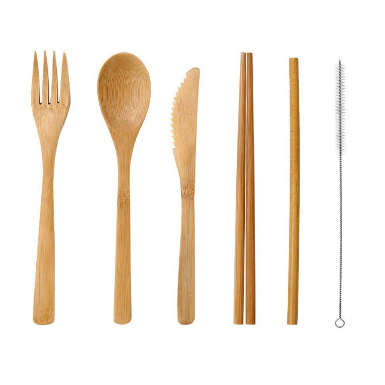 Eco-Friendly Bamboo Cutlery Set with Green Case - Reusable & Portable
