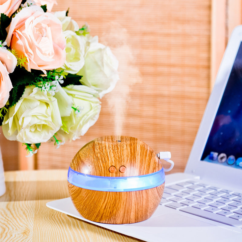 Spherical Wood Grain Essential Oil Diffuser with LED Light