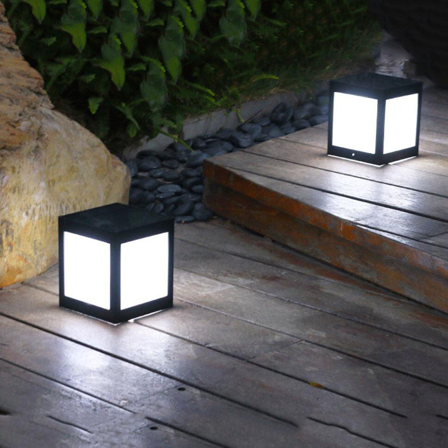 Solar-Powered Outdoor Pathway Lights - Eco-Friendly Square Lantern Design