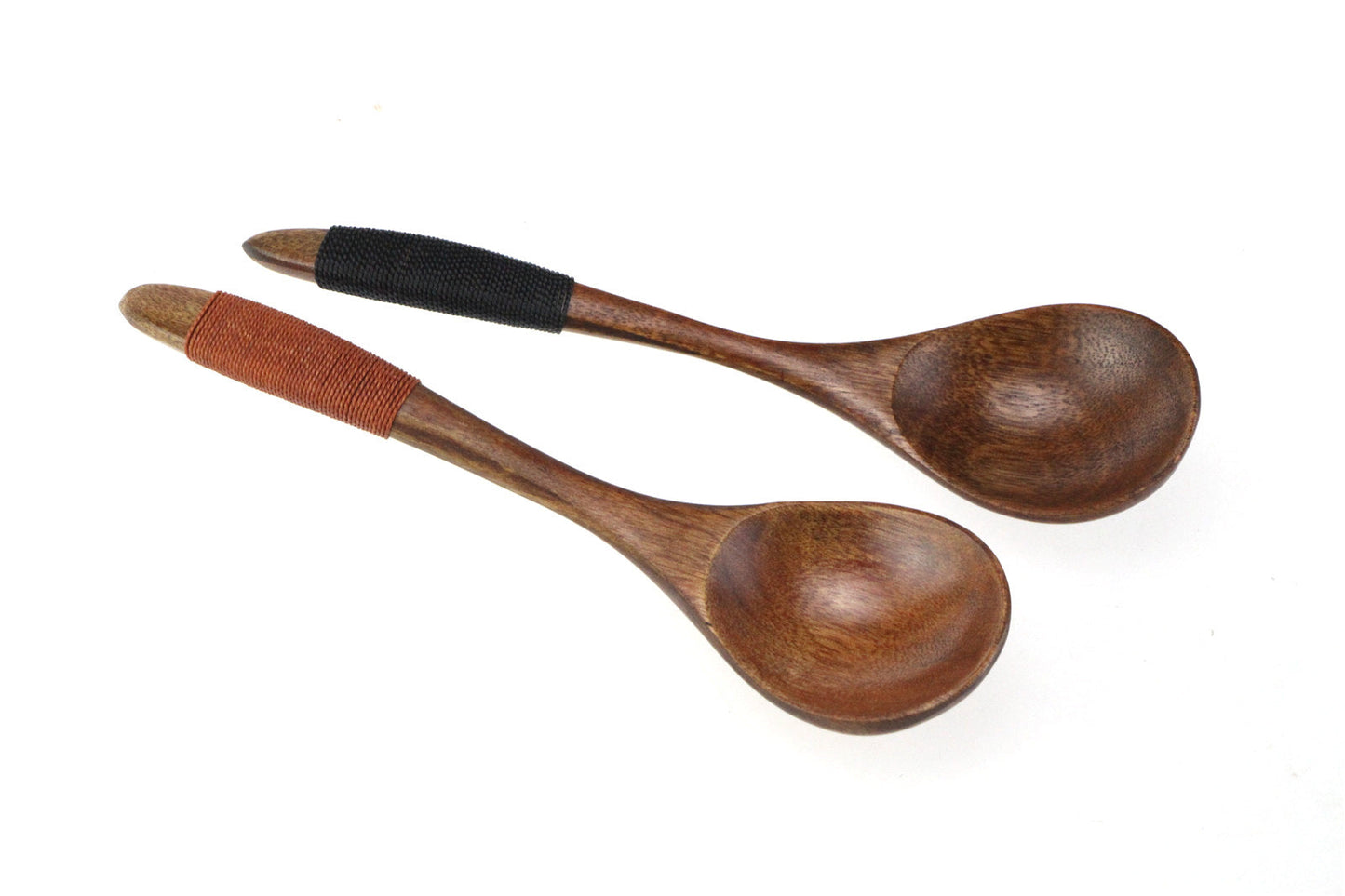 Eco-Friendly Wooden Spoons with Red and Black Handle Wraps