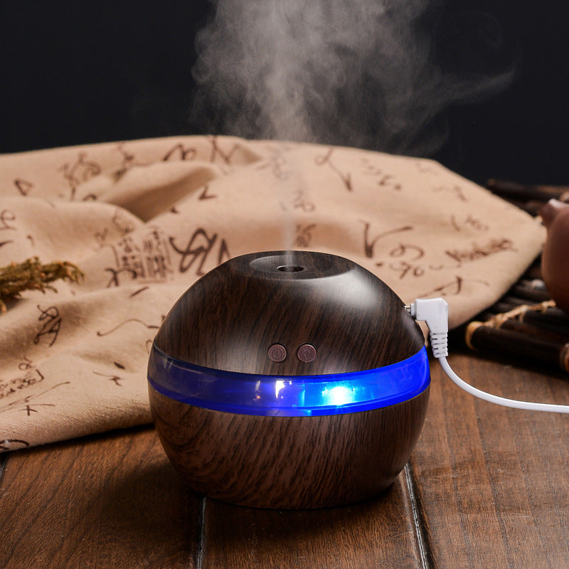 Spherical Wood Grain Essential Oil Diffuser with LED Light