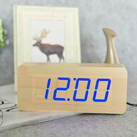 Eco-Friendly Wooden Digital Alarm Clock with LED Display