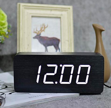 Eco-Friendly Wooden Digital Alarm Clock with LED Display