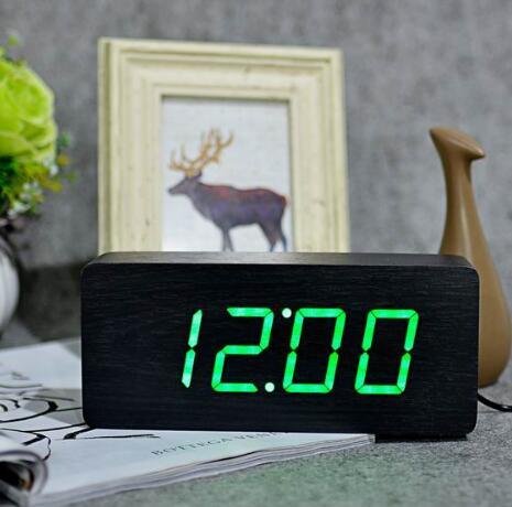 Eco-Friendly Wooden Digital Alarm Clock with LED Display