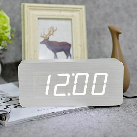 Eco-Friendly Wooden Digital Alarm Clock with LED Display