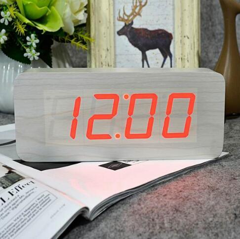 Eco-Friendly Wooden Digital Alarm Clock with LED Display