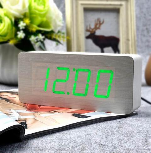 Eco-Friendly Wooden Digital Alarm Clock with LED Display