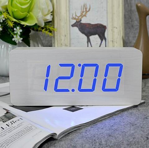 Eco-Friendly Wooden Digital Alarm Clock with LED Display