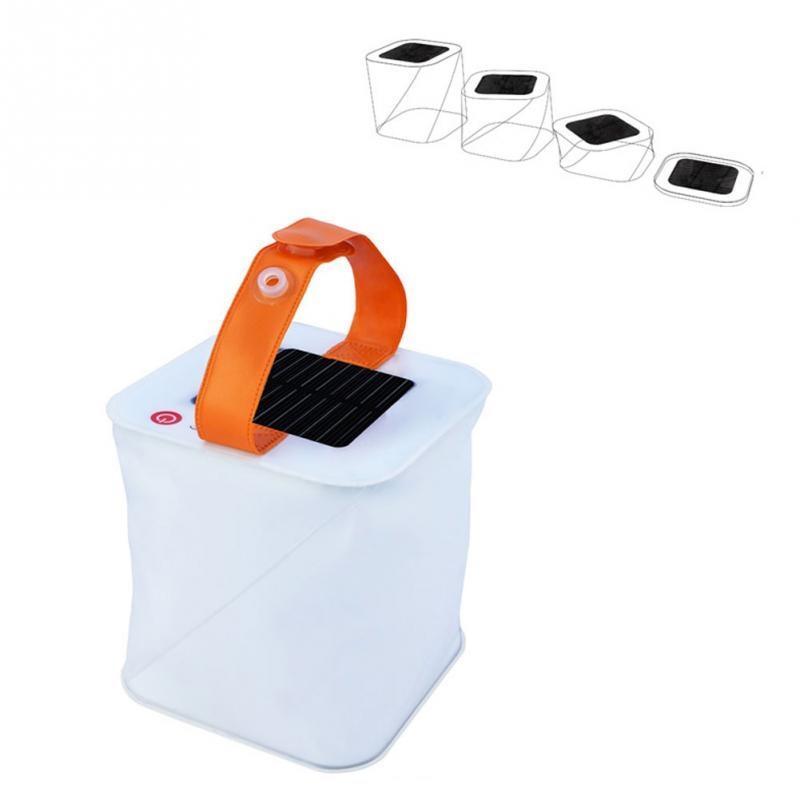 Solar-Powered Cube Lantern with Orange Handle