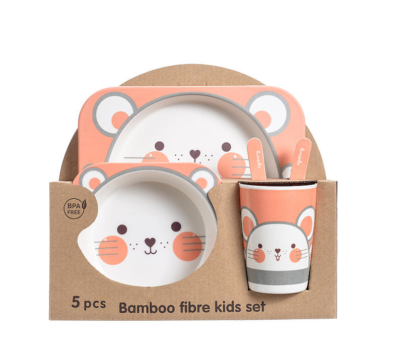 Bamboo Fibre Kids Dinnerware Set - Eco-Friendly Crocodile Design
