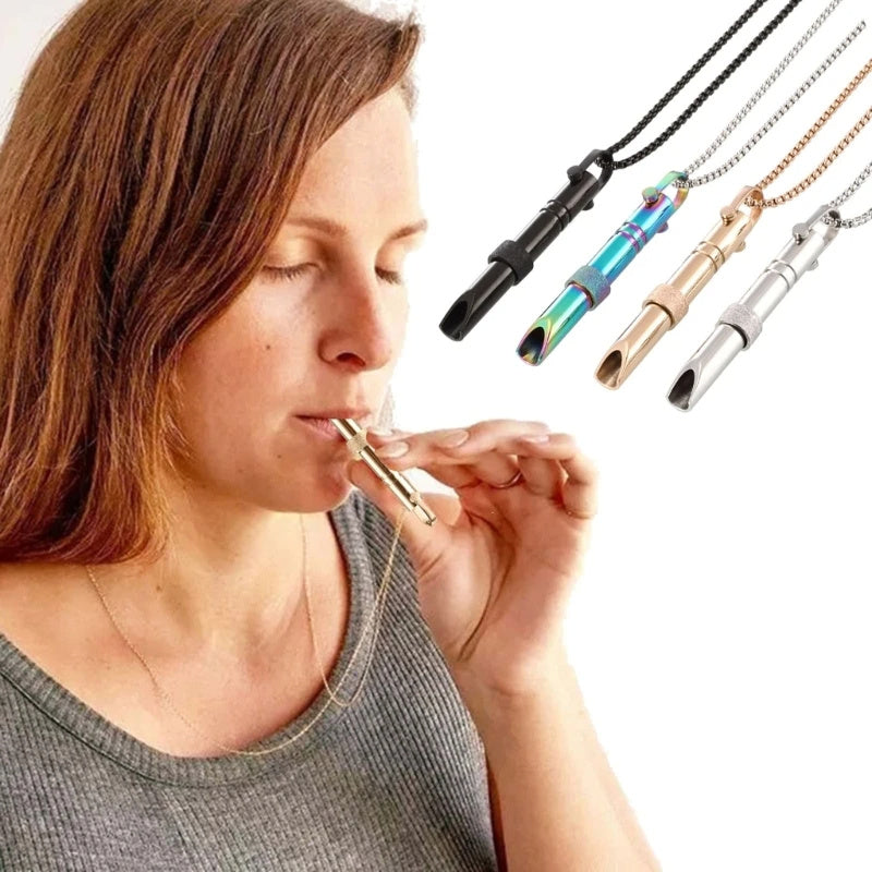 Cylindrical Breathing Whistle for Wellness - Gold, Silver, Black, Multicolor