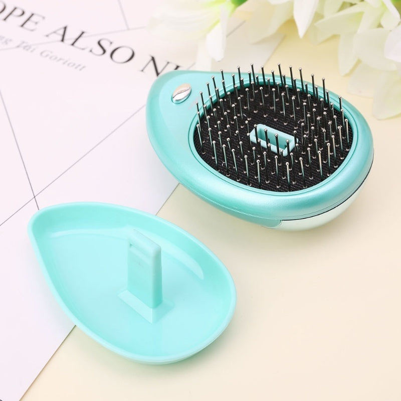 Teal Teardrop Hairbrush with Metal Bristles for Eco-Friendly Hair Care