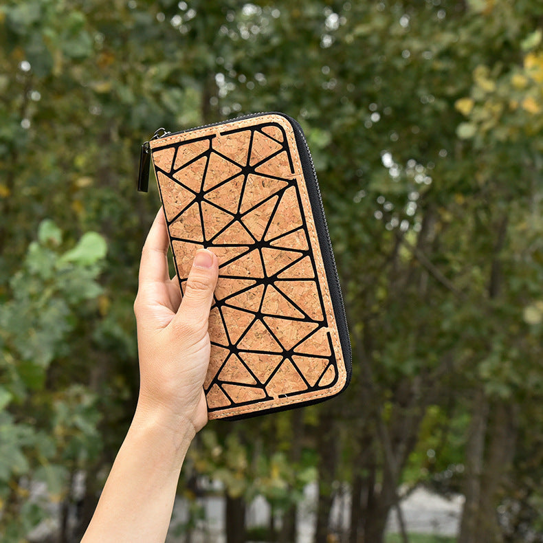 Eco-Friendly Cork Wallet with Geometric Patterns