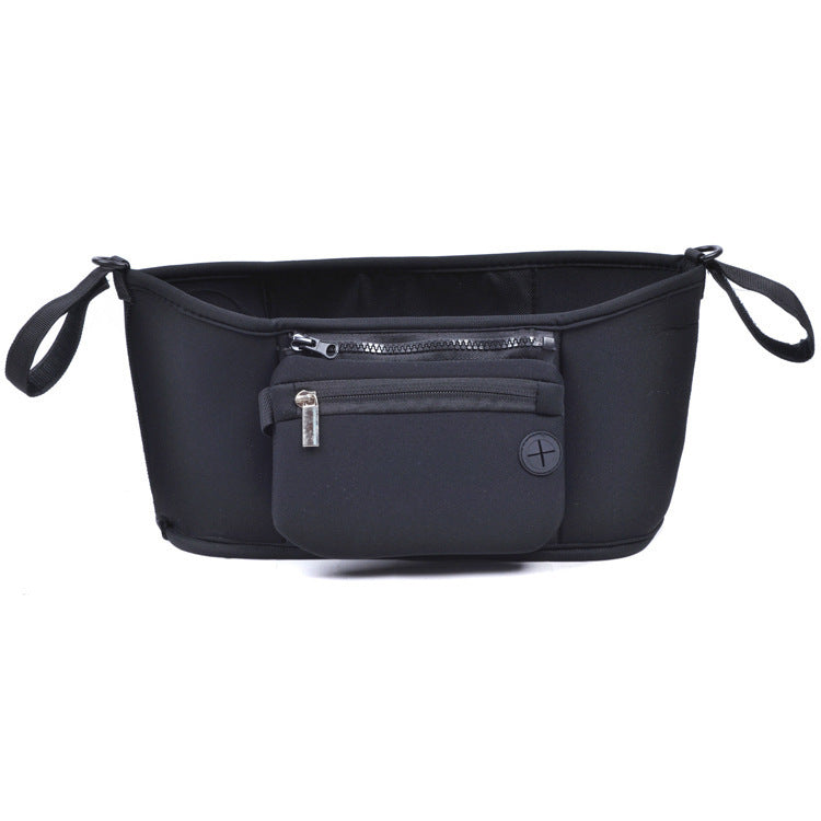 Black rectangular organizer bag with rounded edges